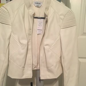 White faux leather Bebe jacket